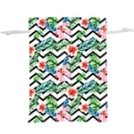 Zigzag flowers pattern  Lightweight Drawstring Pouch (XL) Front