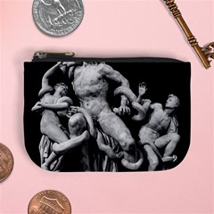 Laocoon Sculpture Over Black Mini Coin Purse by dflcprintsclothing