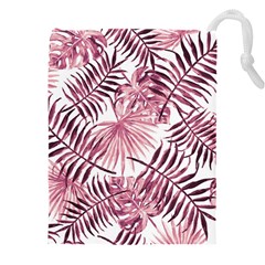 Pink Leaves Drawstring Pouch (4xl) by goljakoff