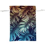 Tropical leaves  Lightweight Drawstring Pouch (XL) Back