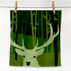 Forest Deer Tree Green Nature Face Towel by HermanTelo