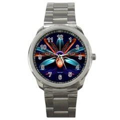 Fractal Flower Sport Metal Watch by Sparkle