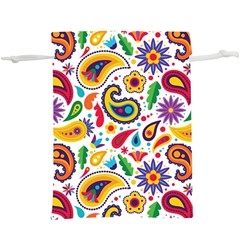 Baatik Print  Lightweight Drawstring Pouch (xl) by designsbymallika