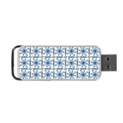 Blue Floral Pattern Portable Usb Flash (one Side) by MintanArt