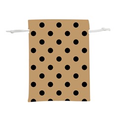 Large Black Polka Dots On Wood Brown - Lightweight Drawstring Pouch (l) by FashionLane