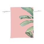 Palm leaf on pink Lightweight Drawstring Pouch (S) Back