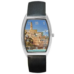 Old Jaffa Cityscape, Israel Barrel Style Metal Watch by dflcprintsclothing