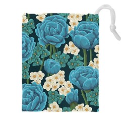 Blue Roses Drawstring Pouch (4xl) by goljakoff