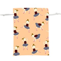 Cute  Pattern With  Dancing Ballerinas On Pink Background  Lightweight Drawstring Pouch (xl) by EvgeniiaBychkova