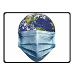 Earth With Face Mask Pandemic Concept Double Sided Fleece Blanket (Small)  45 x34  Blanket Front