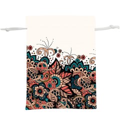 Orange Baatik Print  Lightweight Drawstring Pouch (xl) by designsbymallika
