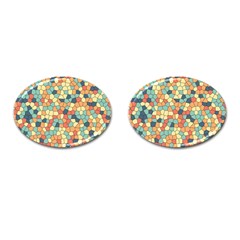 Mosaic Print Yellow Cufflinks (oval) by designsbymallika