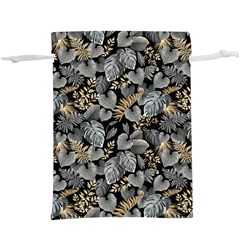 Metallic Leaves Pattern  Lightweight Drawstring Pouch (xl) by designsbymallika