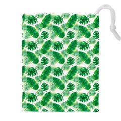 Tropical Leaf Pattern Drawstring Pouch (5xl) by Dutashop