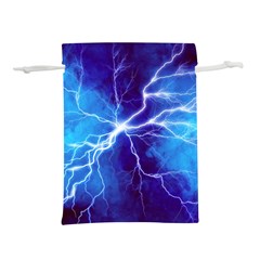 Blue Thunder Lightning At Night, Graphic Art Lightweight Drawstring Pouch (s) by picsaspassion
