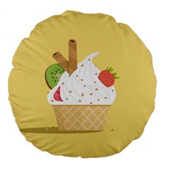 Ice Cream Dessert Summer Large 18  Premium Flano Round Cushions by Dutashop