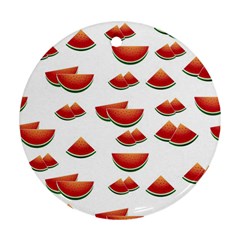 Summer Watermelon Pattern Round Ornament (two Sides) by Dutashop