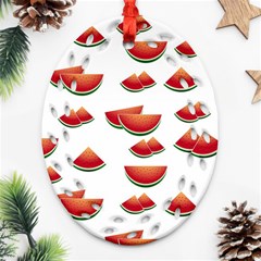 Summer Watermelon Pattern Oval Filigree Ornament (two Sides) by Dutashop