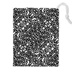 Interlace Black And White Pattern Drawstring Pouch (5xl) by dflcprintsclothing