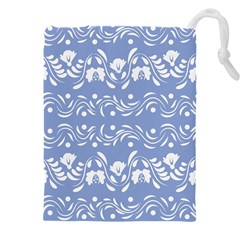 Blue White Ornament Drawstring Pouch (5xl) by Eskimos