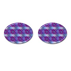 Snow Blue Purple Tulip Cufflinks (oval) by Dutashop