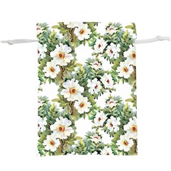 White Flowers  Lightweight Drawstring Pouch (xl) by goljakoff
