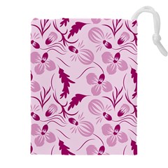 Dark Pink Flowers Drawstring Pouch (4xl) by Eskimos