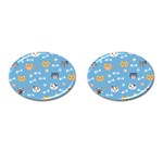 Cute Cat Pattern Cufflinks (Oval) Front(Pair)