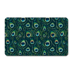 Watercolor Peacock Feather Pattern Magnet (rectangular) by ExtraAwesomeSauce