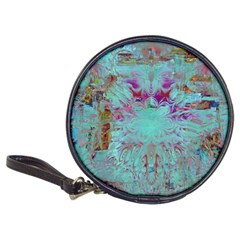 Retro Hippie Abstract Floral Blue Violet Classic 20-cd Wallets by CrypticFragmentsDesign