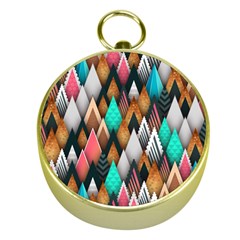 Abstract Triangle Tree Gold Compasses by Dutashop