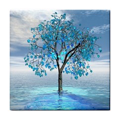 Crystal Blue Tree Tile Coaster by icarusismartdesigns