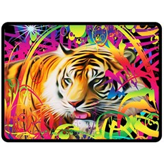 Tiger In The Jungle Fleece Blanket (large)  by icarusismartdesigns