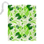 Green leaves Drawstring Pouch (5XL) Back