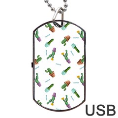 Cacti In Pots Dog Tag Usb Flash (two Sides) by SychEva