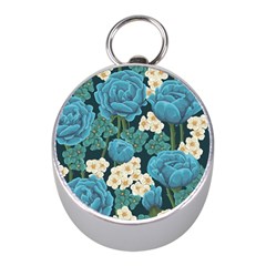 Blue Flowers Mini Silver Compasses by goljakoff