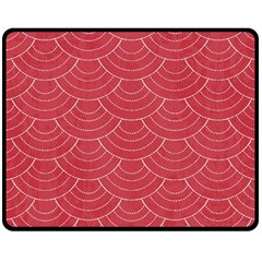 Red Sashiko Ornament Double Sided Fleece Blanket (medium)  by goljakoff