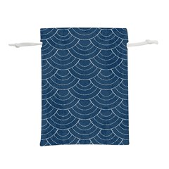 Blue Sashiko Plaid Lightweight Drawstring Pouch (l) by goljakoff