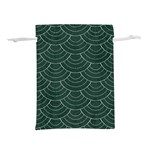 Green sashiko pattern Lightweight Drawstring Pouch (S) Back