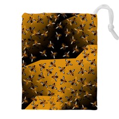 Pattern Abeilles Drawstring Pouch (5xl) by kcreatif