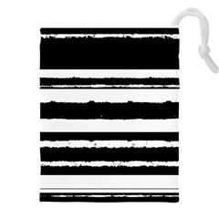 Bandes Abstrait Blanc/noir Drawstring Pouch (5xl) by kcreatif