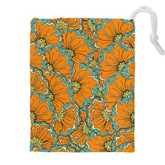 Orange Flowers Drawstring Pouch (4xl) by goljakoff
