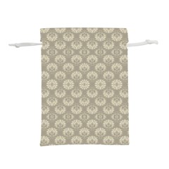 Bright Silver Flowers Motif Pattern Lightweight Drawstring Pouch (l) by dflcprintsclothing