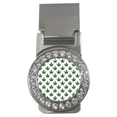 Weed At White, Ganja Leafs Pattern, 420 Hemp Regular Theme Money Clips (cz)  by Casemiro