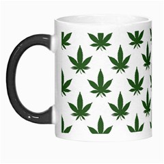 Weed At White, Ganja Leafs Pattern, 420 Hemp Regular Theme Morph Mugs by Casemiro