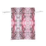 Pink On Grey I Repeats Lightweight Drawstring Pouch (L) Front