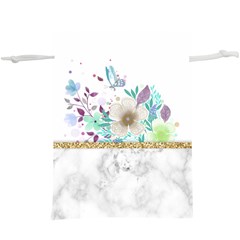 Minimal Gold Floral Marble  Lightweight Drawstring Pouch (xl) by gloriasanchez