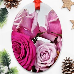 Magenta Roses Oval Ornament (two Sides) by kaleidomarblingart