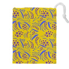 Folk Flowers Art Pattern Floral Abstract Surface Design  Seamless Pattern Drawstring Pouch (5xl) by Eskimos