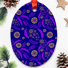Folk Flowers Art Pattern Floral Abstract Surface Design  Seamless Pattern Oval Ornament (two Sides) by Eskimos